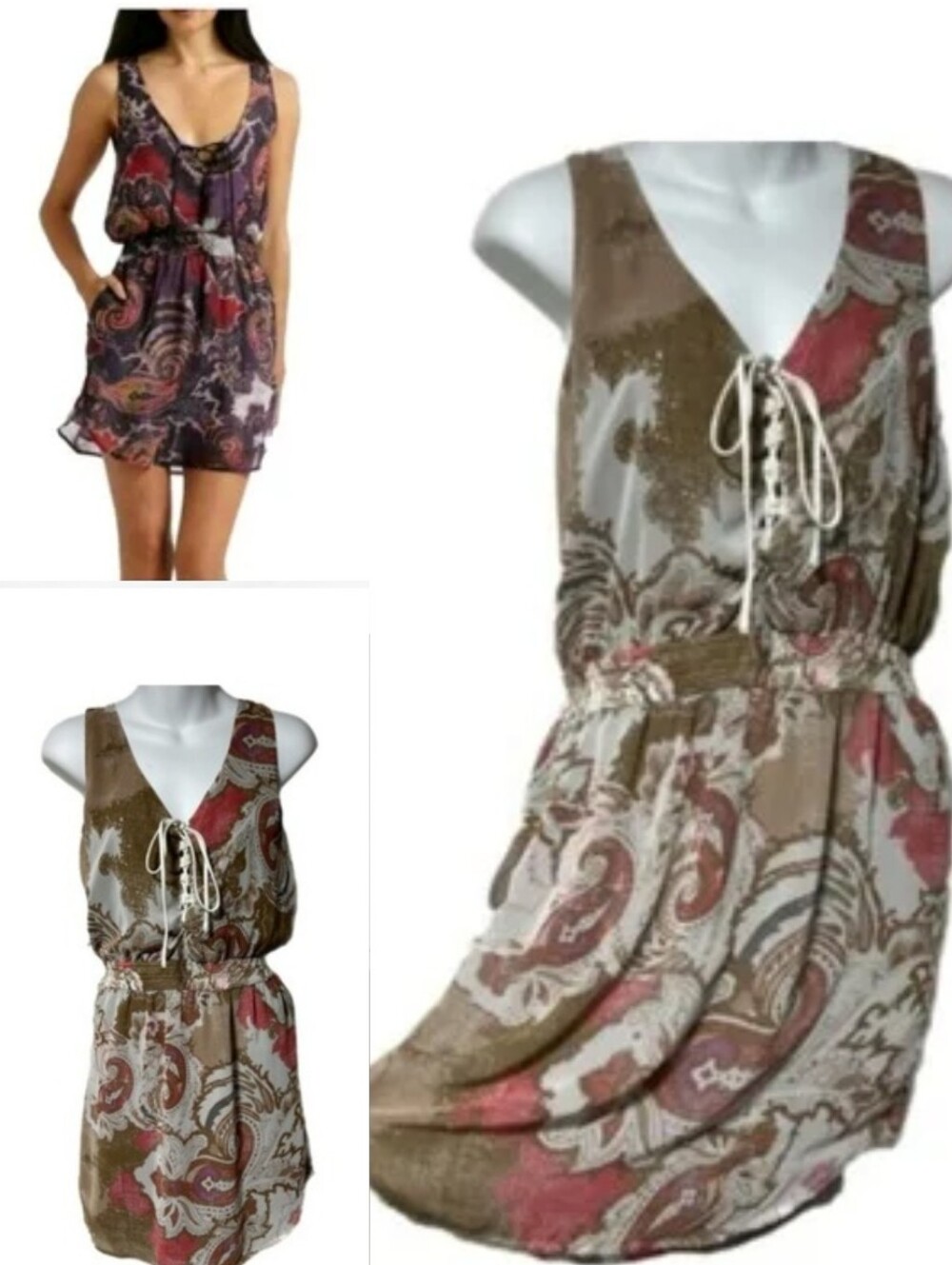 Free People "Falling forGeorgette" Paisley Print Boho Mini Dress XS